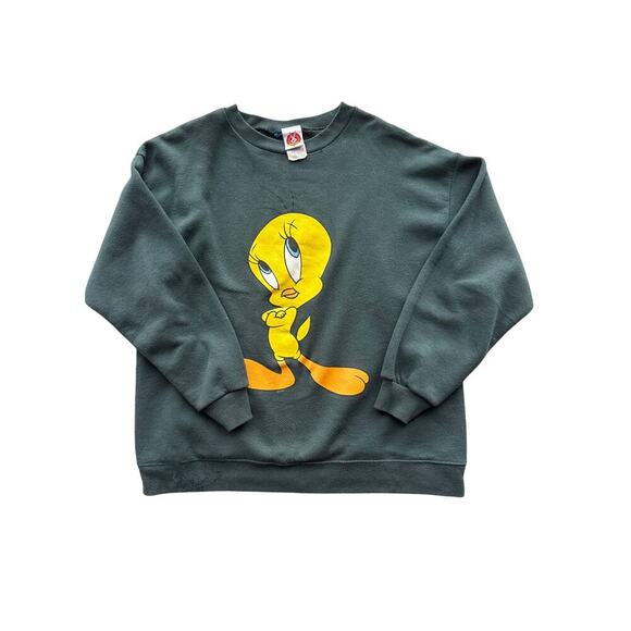 Vintage Looney Tunes Crewneck Sweatshirt | Tweety Bird | Size M/L | Green - Picture 1 of 7